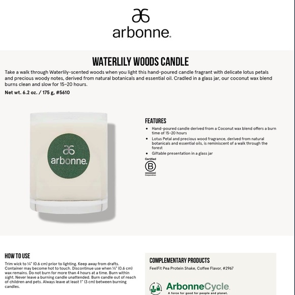 Arbonne Candle - Picture 2 of 2